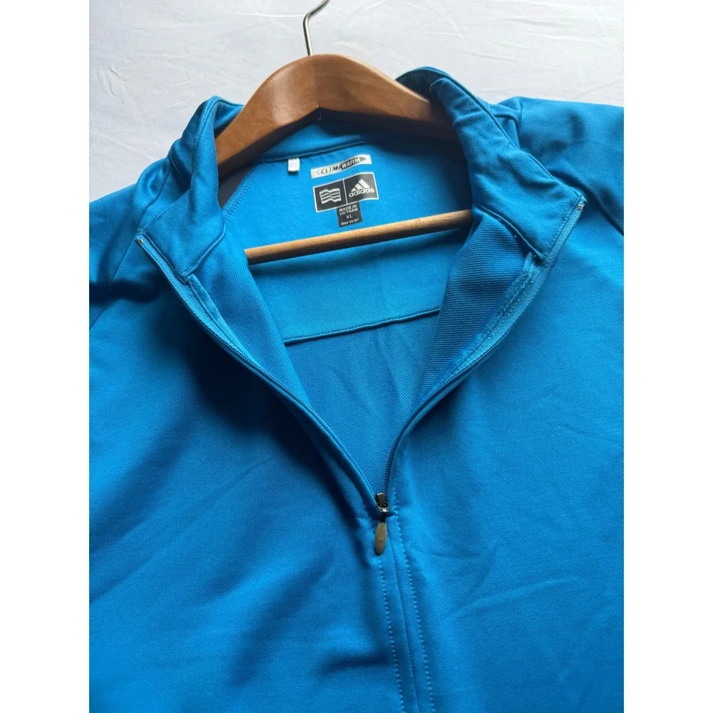 Adidas ClimaWarm Mens XL Blue Quarter Zip Pullover Golf Training Jacket Layering